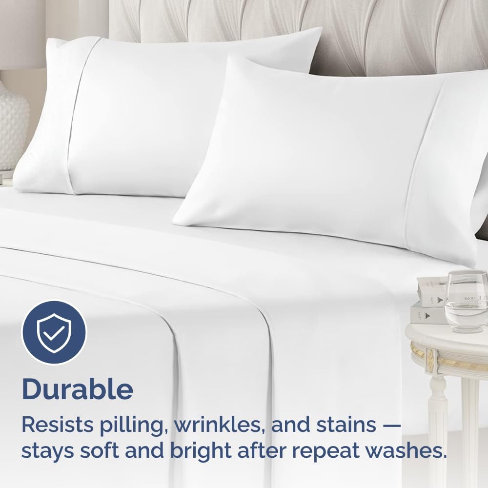 King Pillow Cases - 2 Pack - Super Soft Pillowcase Covers - Envelope Enclosure - Hotel Quality Pillow Protectors - Wrinkle Free, Fade, Shrink & Stain Resistant - Machine Washable - 20" x 40" (White)