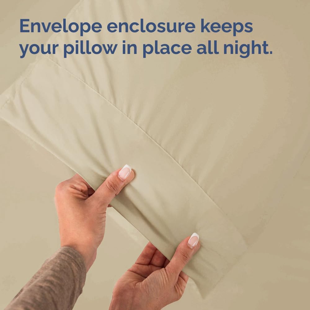 Queen Pillow Cases - 2 Pack - Super Soft Pillowcase Covers - Envelope Enclosure - Hotel Quality Pillow Protectors - Wrinkle Free, Fade, Shrink & Stain Resistant - Machine Washable - 20" x 30" (Cream)