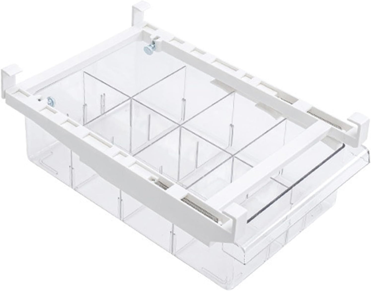 Fridge Drawer Organizer, Refrigerator Organizer Bins, Pull Out with Handle, fridge drawer organizer for Deli Meat, Cheese, Produce and More, Stretchable and Deep Storage (White)