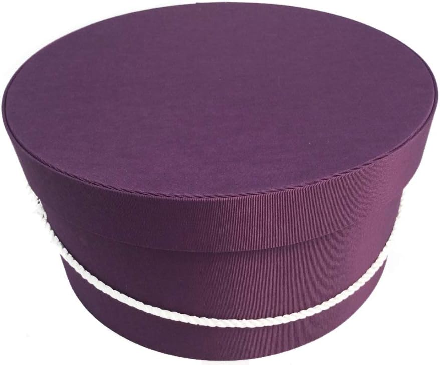 Sarah's Hat Boxes Classic Amethyst Hat Box – 11" x 5.5" (Dia. x Ht.) Handmade in USA – Odorless Non-Toxic Adhesive, Cording Handle – Premium Storage for Hats & Accessories