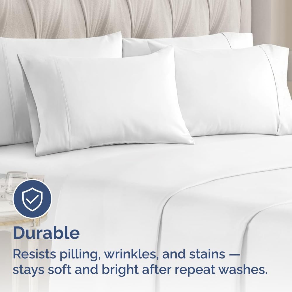 King Pillow Cases - 4 Pack - Super Soft Pillowcase Covers - Envelope Enclosure - Hotel Quality Pillow Protectors - Wrinkle Free, Fade, Shrink & Stain Resistant - Machine Washable - 20" x 40" (White)