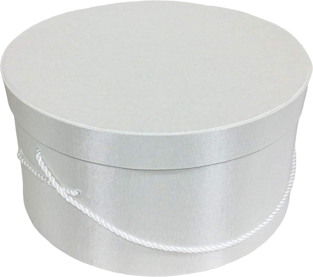 Sarah's Hat Boxes Classic White Hat Box – 8.75" x 4.5" (Dia. x Ht.) Handmade in USA – Odorless Non-Toxic Adhesive, Cording Handle – Premium Storage for Hats & Accessories