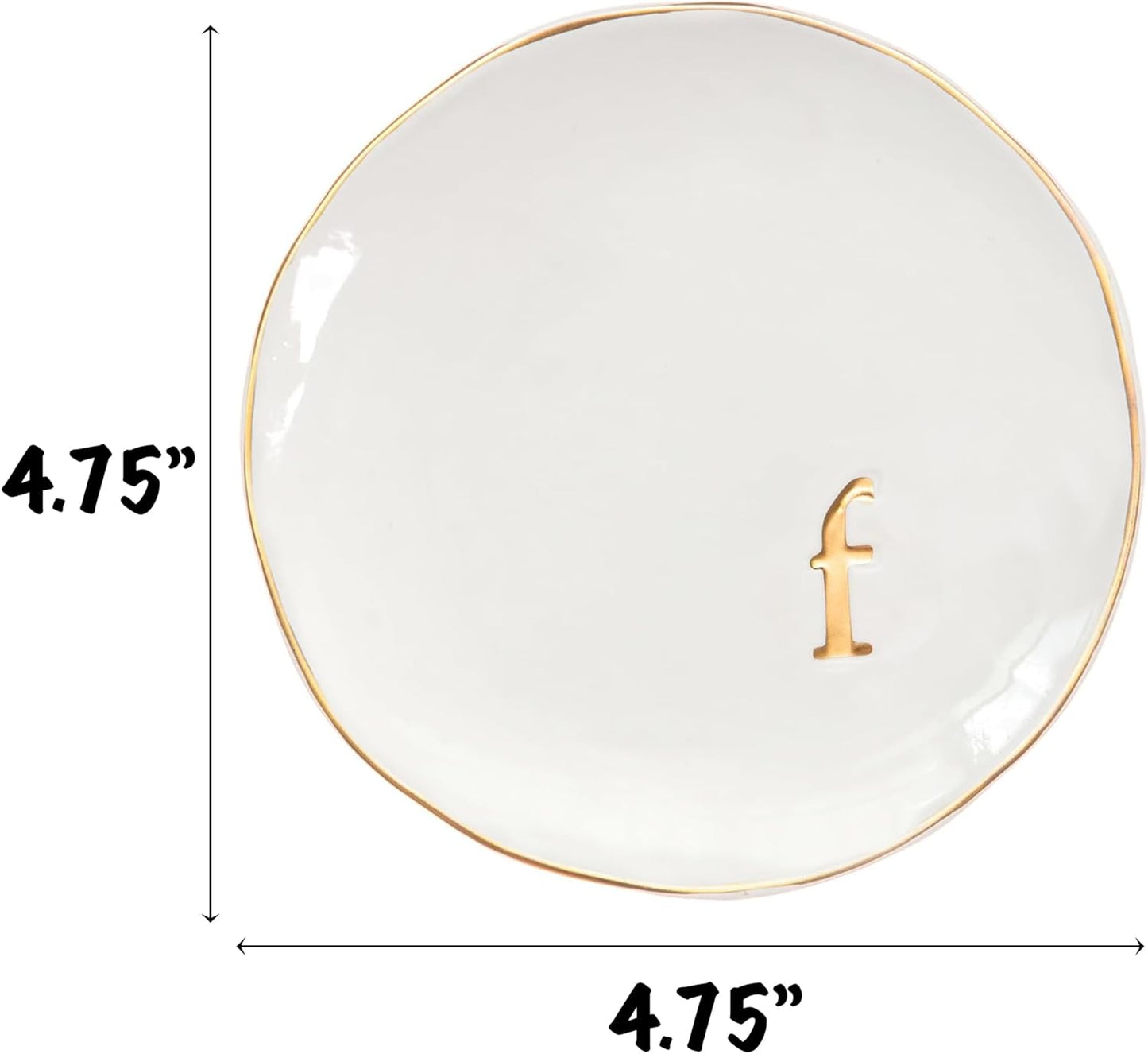 COLLECTIVE HOME - Ceramic Jewelry Tray, Decorative Trinket Dish for Rings Earrings Necklaces Bracelet Watch Keys, Birthday Mother's Day Christmas Gift for Women, 4.75", Glossy (f)