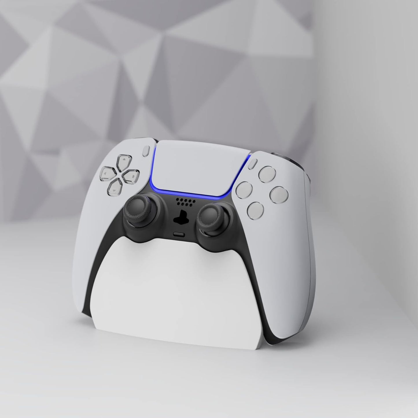 PlayVital 2 Pack Controller Display Stand for ps5, Gamepad Stand Desk Holder for ps5 Controller Accessories with Rubber Pads, White