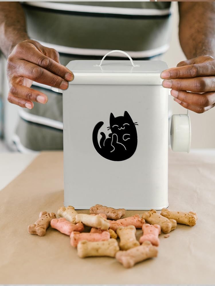 Dog and Cat Food Storage Container 6L, Cute Pet Food Storage Containers with Lids Airtight, Metal Cat Food Bin with Measuring Cup, Durable Airtight Cat Food Container for Pet Owners(#2)
