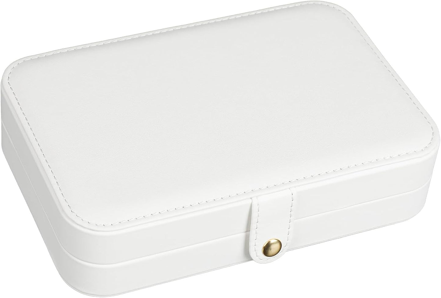 Small Jewelry Box, Travel Jewelry Case Portable Jewelry Boxes for Women, 2-Layer Mini Jewelry Travel Organizer, Gift for Women Girls,White B