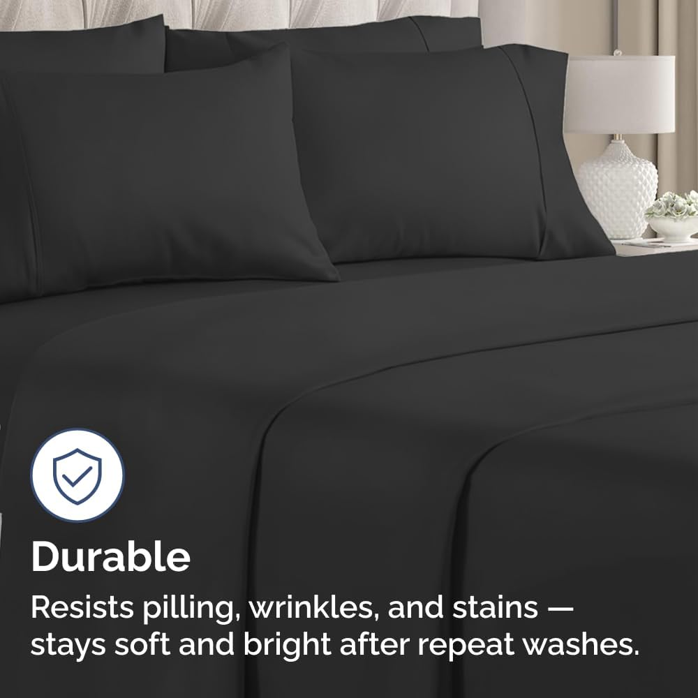 Standard Pillow Cases - 4 Pack - Super Soft Pillowcase Covers - Envelope Enclosure - Hotel Quality Pillow Protectors - Wrinkle Free, Shrink and Stain Resistant - Machine Washable - 20" x 26" (Black)