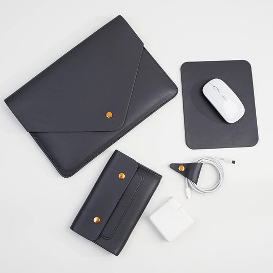 Laptop Sleeve Compatible with New 15.3 inch MacBook Air 2023 2024, Surface Laptop 15, Surface Book 13.5, Surface Laptop Studio with Small Pouch, Mouse Pad and Cord Holder Color Dark Grey