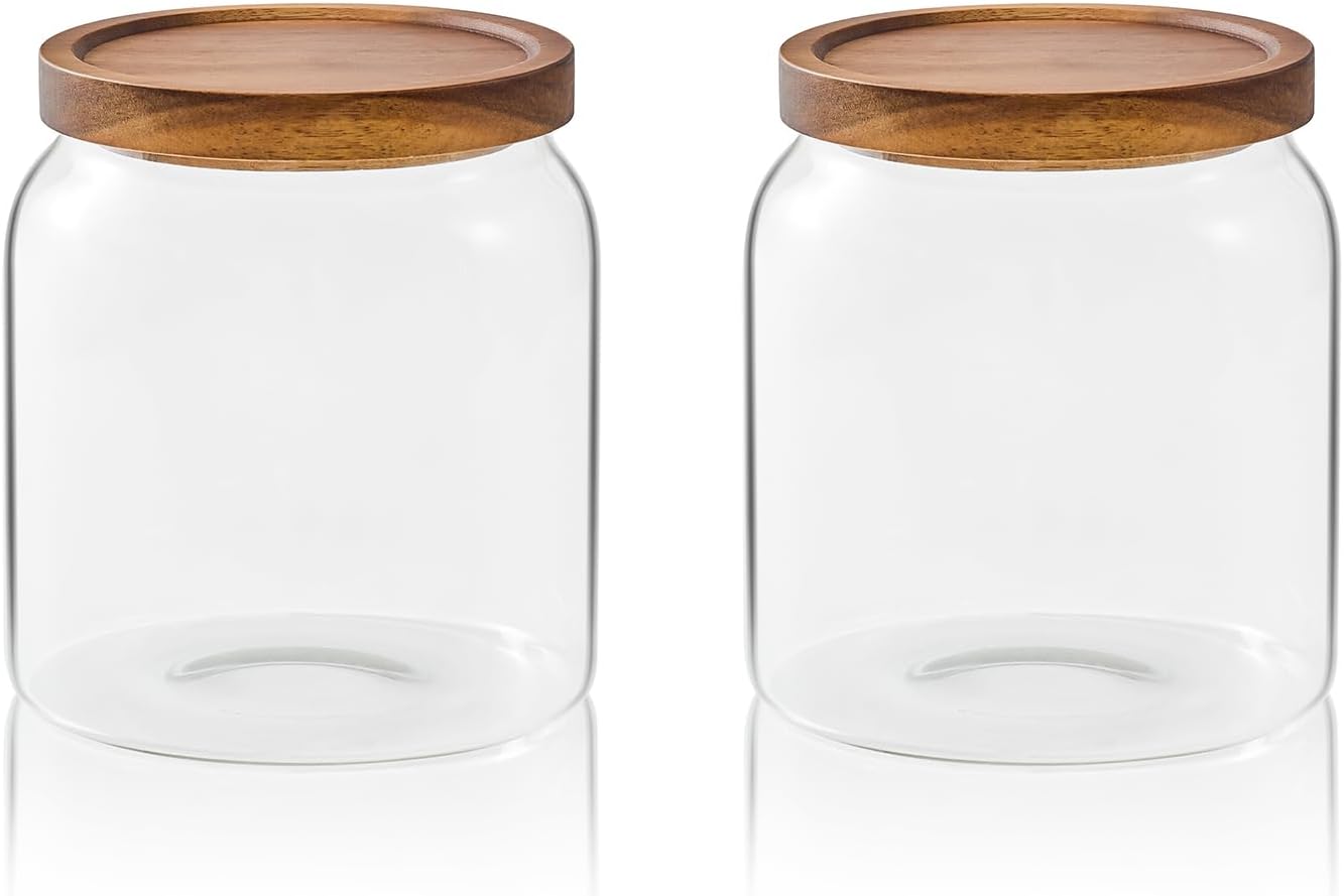 Sweejar Glass Jars for Laundry Room Organization, Half-Gallon Laundry Pods Container, Glass Food Storage Jars with Airtight Lid, 2 Pack, Press Lid