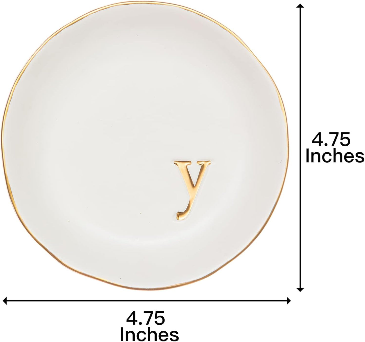 COLLECTIVE HOME - Ceramic Jewelry Tray, Decorative Trinket Dish for Rings Earrings Necklaces Bracelet Watch Keys, Birthday Mother's Day Christmas Gift for Women, 4.75", White Surface (Y)