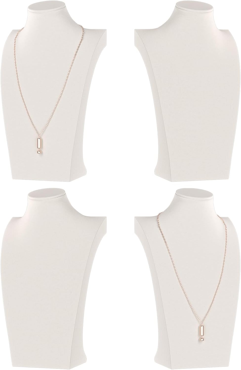 Necklace Bust Display Stand, Necklace Holder, Pendant Chain Necklace Organizer for Women (Beige Velvet, S 4PCS)