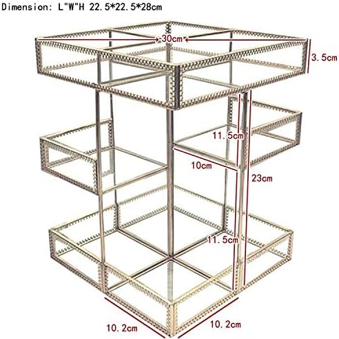 Vintage Glow Antique 360 Degree Rotating Makeup Organizer,4-Tier Spinning Perfume Tray,Countertop Cosmetic Storage ,Glass Beauty Display,Retro Large Capacity Vanity Organizer for Brushes Skincare