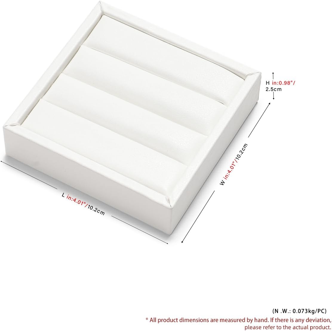 White PU Leather 3-Slots Jewelry Ring Display Tray Showcase Small Jewelry Display Organizer Tray for Rings(S)
