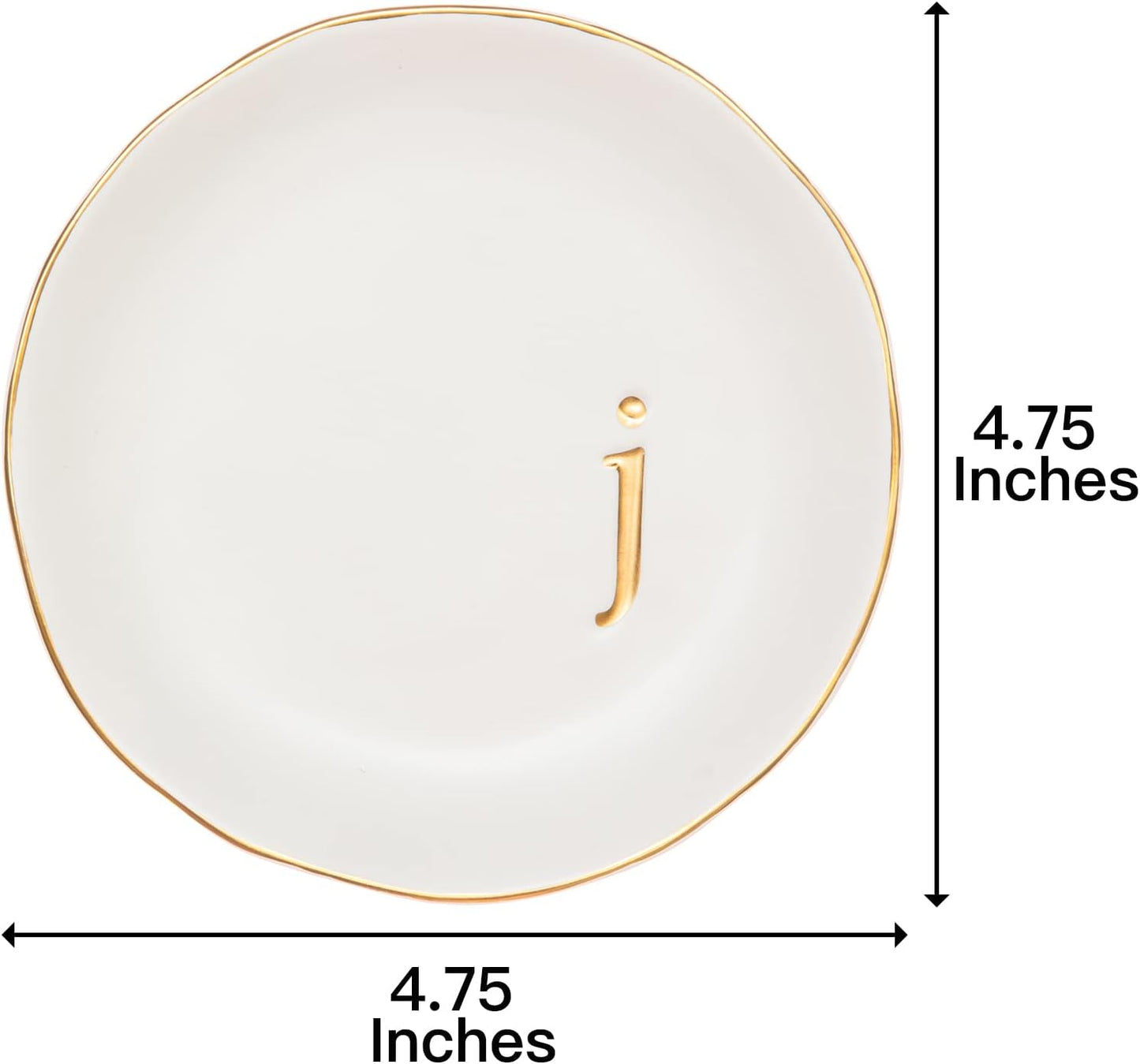 COLLECTIVE HOME - Ceramic Jewelry Tray, Decorative Trinket Dish for Rings Earrings Necklaces Bracelet Watch Keys, Birthday Mother's Day Christmas Gift for Women, 4.75", White Surface (J)