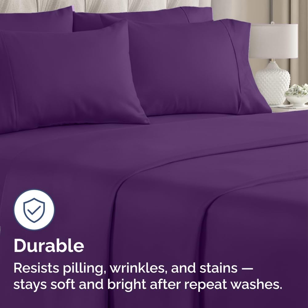 Queen Pillow Cases - 4 Pack - Super Soft Pillowcase Covers - Envelope Enclosure - Hotel Quality Pillow Protectors - Wrinkle Free, Fade, Shrink & Stain Resistant - Machine Washable - 20" x 30" (Purple)