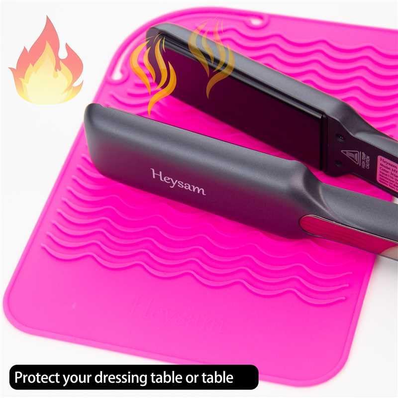 Heysam Pro Flat Iron Hair Straightener Travel Case Heat Mat for Curling Iron, Heat Resistant Silicone Mat for Hot Hair Styling Tools, 9.0 x 6.5 inches, 450°F Protection, Multiple Colors