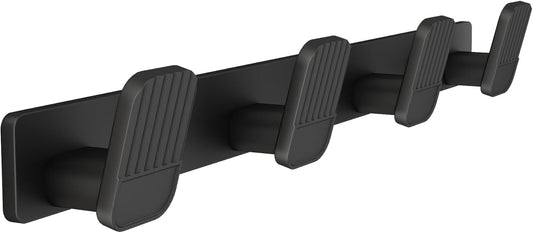 Coat Rack Wall Mount Coat Hooks - Black Hook Rack Wall Mount with 4 Hooks Aluminum Wall Rack Hooks for Hanging Coat Hat Bag Towel Hanger Rustproof Coat Holder