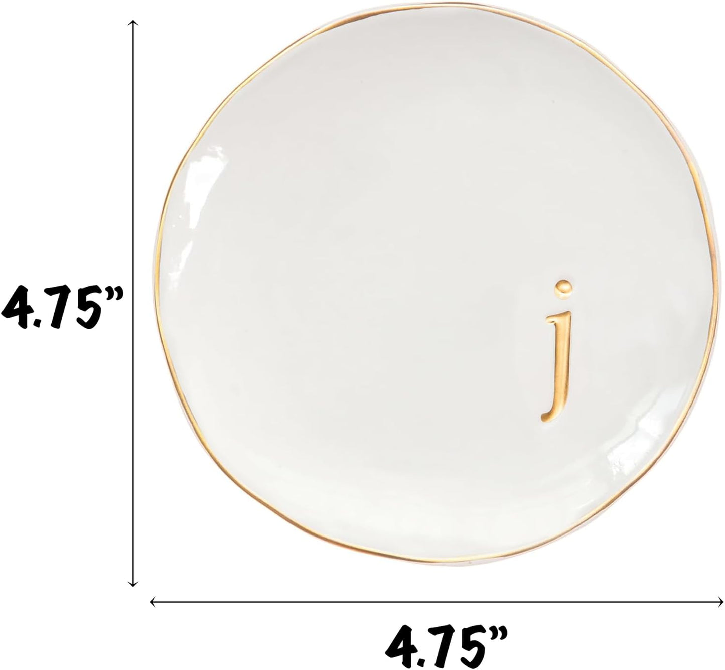 COLLECTIVE HOME - Ceramic Jewelry Tray, Decorative Trinket Dish for Rings Earrings Necklaces Bracelet Watch Keys, Birthday Mother's Day Christmas Gift for Women, 4.75", Glossy (j)