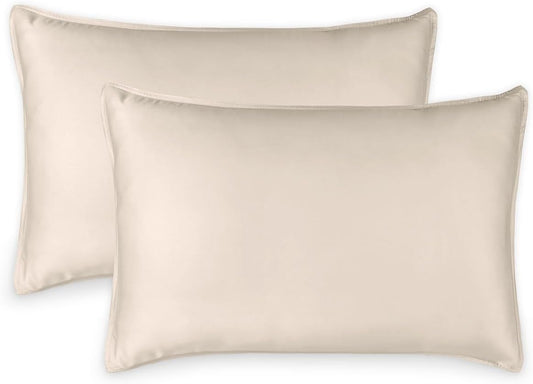 King Pillowcases by Pure Bamboo, Genuine 100% Organic Viscose Derived from Bamboo, Luxuriously Soft & Cooling, Double Stitching, Envelope Closure (2 King Pillowcases, Creme)