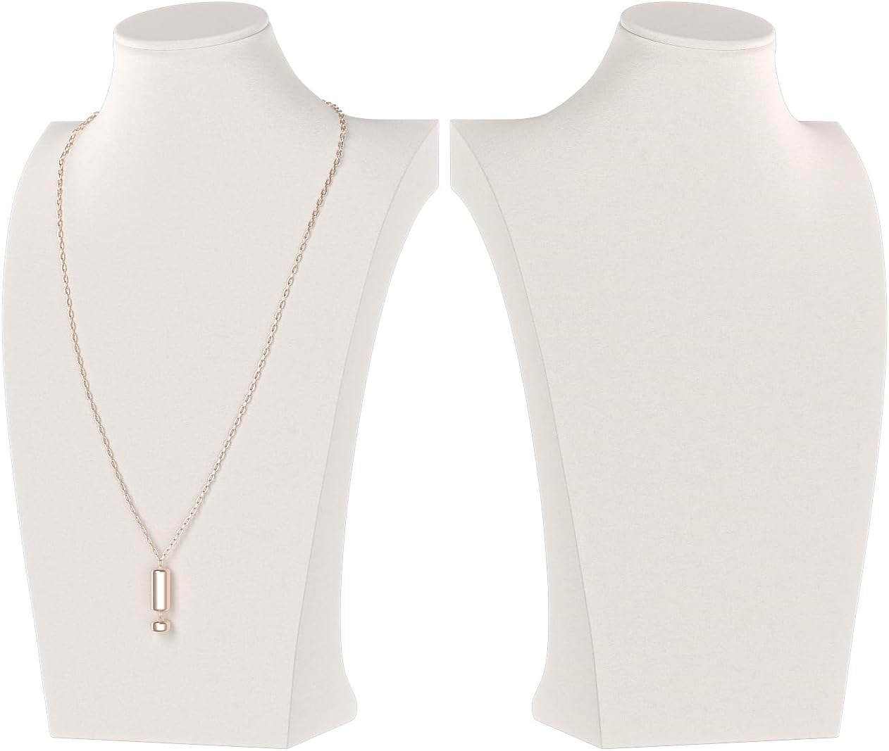 Necklace Bust Display Stand, Necklace Holder, Pendant Chain Necklace Organizer for Women (Beige Velvet, S 1PCS)