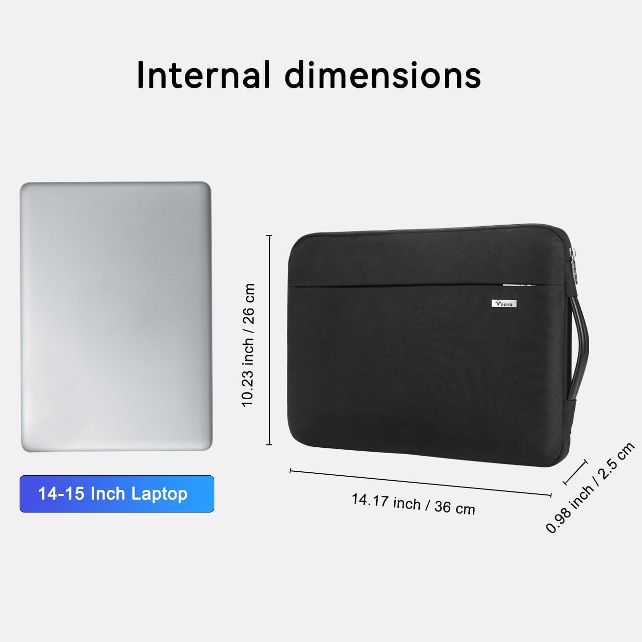 Voova Laptop Sleeve Case 14 15 Inch with Handle, 360° Protective Waterproof Slim Computer Bag Cover Compatible with MacBook Air 15 M2/M3/M4 2024-2025, MacBook Pro 14/15, Hp Chromebook 14, Black
