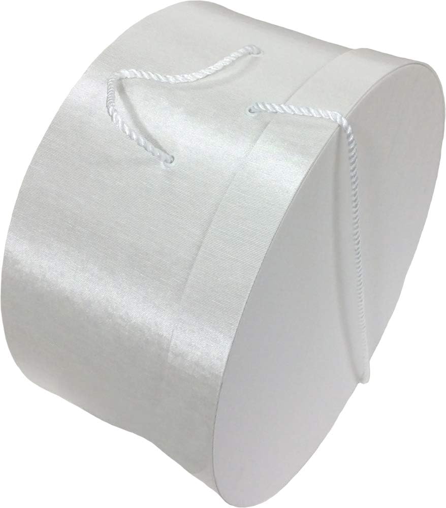 Sarah's Hat Boxes Classic White Hat Box – 8.75" x 4.5" (Dia. x Ht.) Handmade in USA – Odorless Non-Toxic Adhesive, Cording Handle – Premium Storage for Hats & Accessories