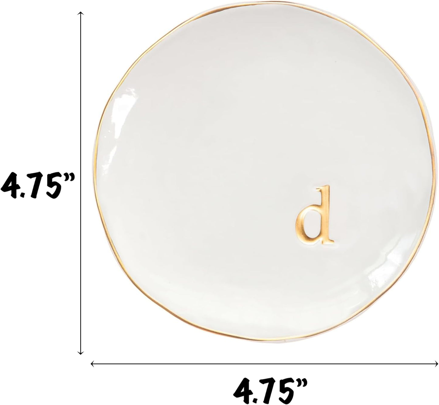 COLLECTIVE HOME - Ceramic Jewelry Tray, Decorative Trinket Dish for Rings Earrings Necklaces Bracelet Watch Keys, Birthday Mother's Day Christmas Gift for Women, 4.75", Glossy (d)