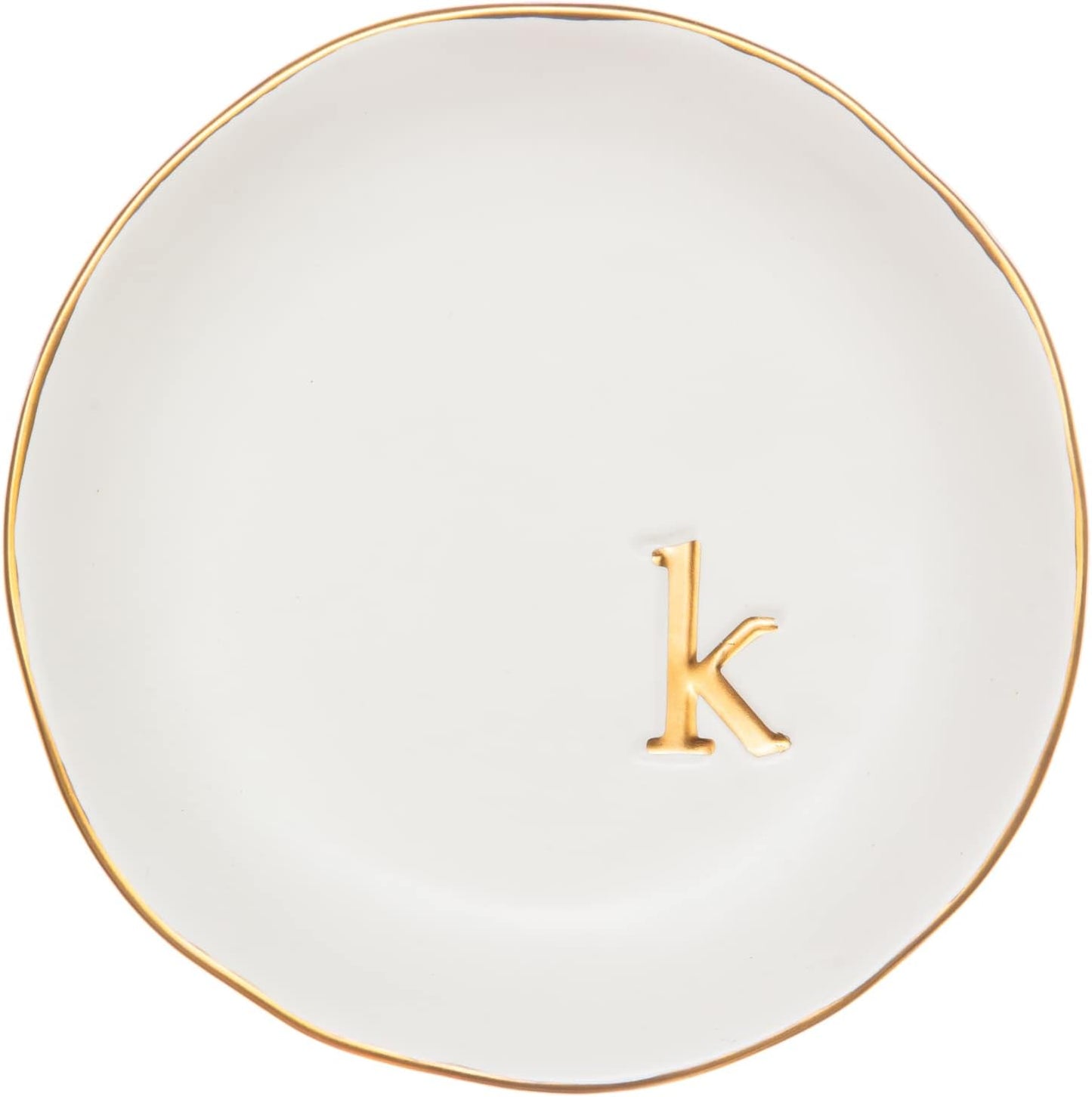 COLLECTIVE HOME - Ceramic Jewelry Tray, Decorative Trinket Dish for Rings Earrings Necklaces Bracelet Watch Keys, Birthday Mother's Day Christmas Gift for Women, 4.75", White Surface (K)