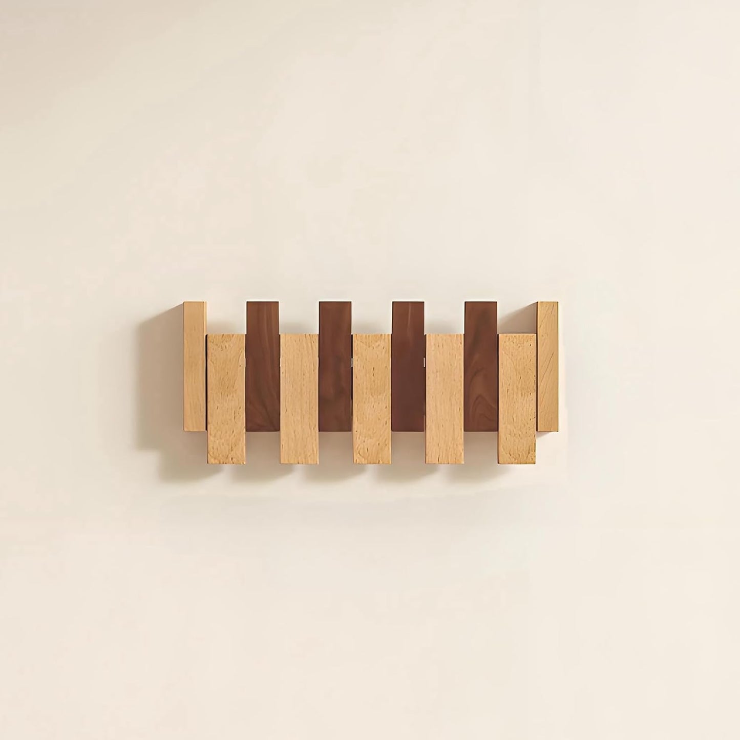 Wooden Wall Hooks,Beech Wood Coat Rack with Magnetic Closure with 4 Hooks, 45° Angle Rust-Proof Entryway Hooks for Sturdy Hanging, Eco-Friendly Finish for Hallway, Bedroom, Bathroom