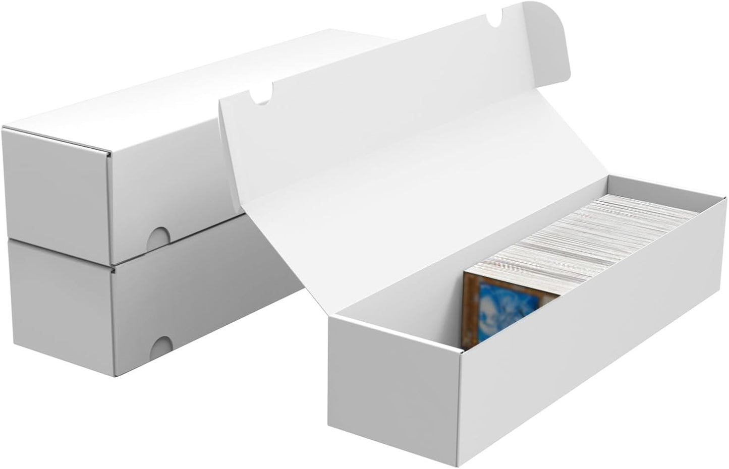 Trading Card Storage Box, 3-Pack 1100 Count White Corrugated Cardboard Bulk Sports Storage Box for TCG/Magic/Mtg Basketball Cards, Collectible Trading Cards