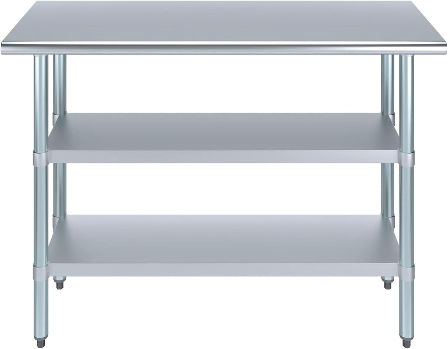 AmGood Stainless Steel Work Table with 2 Shelves | NSF | Metal Utility Table (48" Long x 18" Deep)