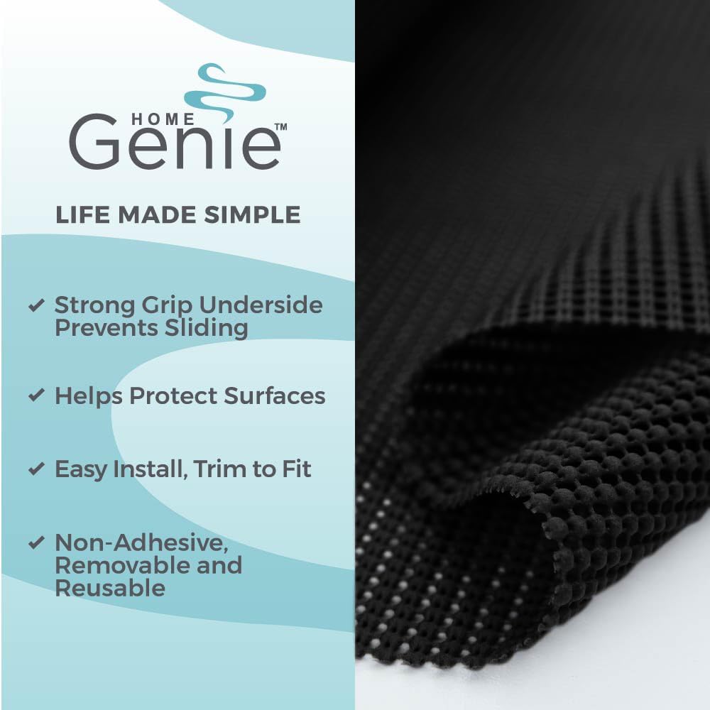HOME GENIE Shelf Drawer and Cabinet Liner, Durable with Strong Grip, 17.5 in x 20 FT, Non Adhesive Liners Protect Kitchen Cabinets and Cupboard, Bathroom Drawers and Shelves, Desks, Pitch Black