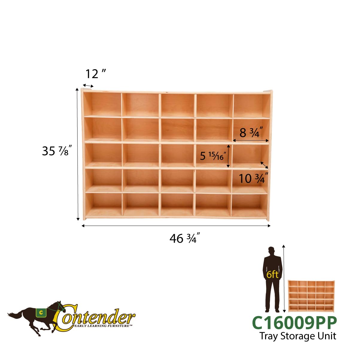 Contender 25 Cubbies Kids Storage Organizer, Toddler Friendly Natural Birch Wooden Cabinet for Books, Art, Craft Supplies, Greengaurd Gold Certified - Made in U.S.A.