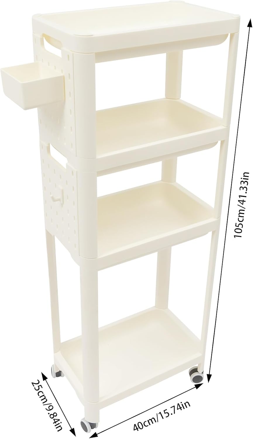 PERFERATE 3 Tier Slim Rolling Storage Cart Rolling Utility Cart with Wheels Multifunctional Storage Organizer Laundry, Kitchen, Bathroom Organizer Narrow Space Shelving Unit, Modern