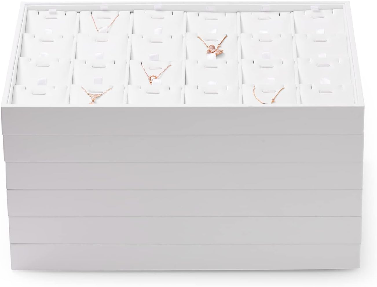 Premium White PU Leather Jewelry Organizer Tray - 12 Grids Display Tray for Earrings, Rings, Bracelets, Necklaces - Dresser & Countertop Storage (35x24cm) - Elegant Jewelry Display for Retail
