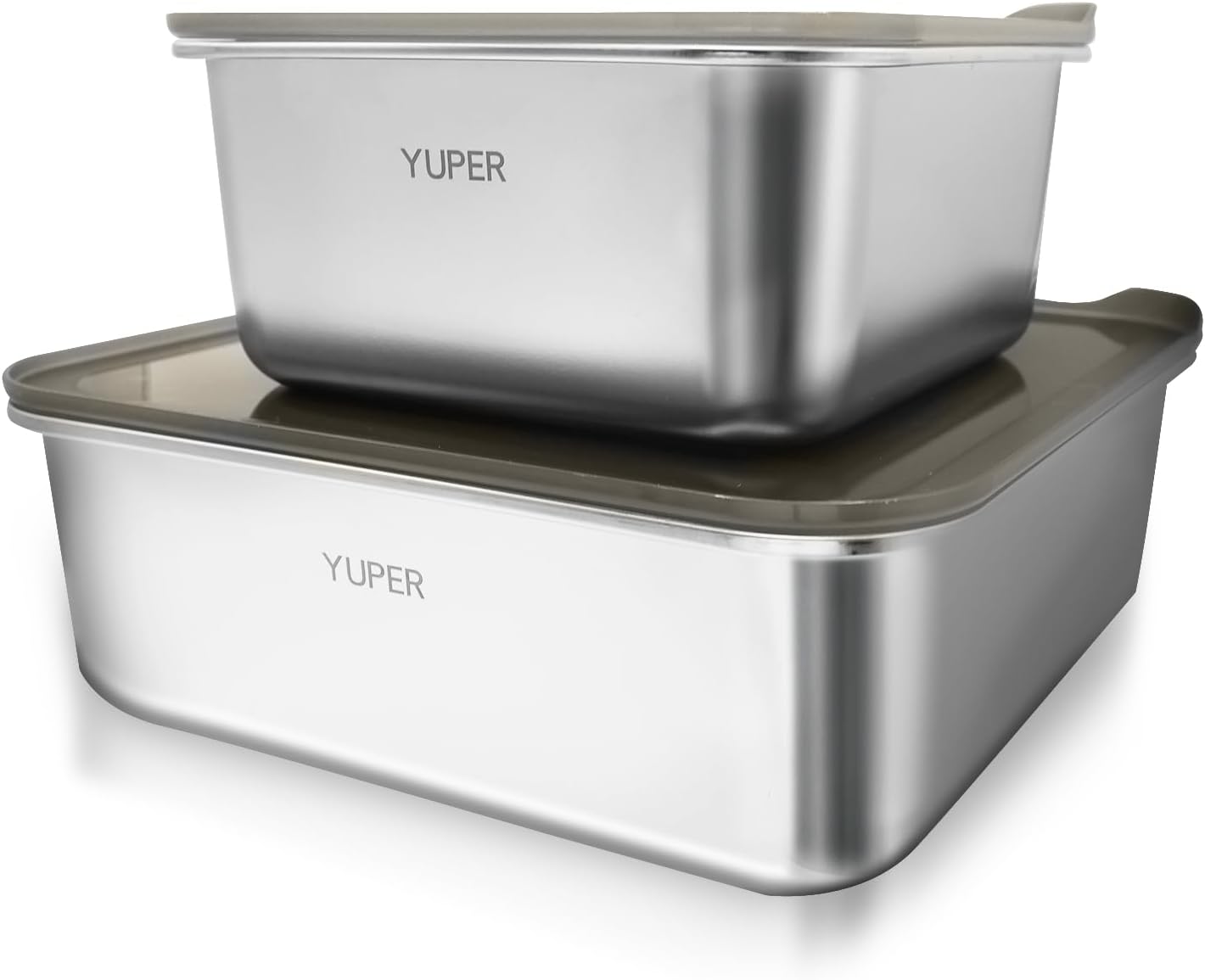 YUPER Stainless Steel Food Containers, Meal Prep Containers, Bacon Cheese Container for Refrigerator, Stainless Steel Containers with Lids Fruit Lunch Storage, 2 Pack (88+162OZ)