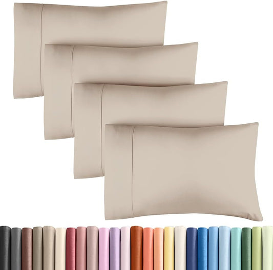 King Pillow Cases - 4 Pack - Super Soft Pillowcase Covers - Envelope Enclosure - Hotel Quality Pillow Protectors - Wrinkle Free, Fade, Shrink & Stain Resistant - Machine Washable - 20" x 40" (Wheat)