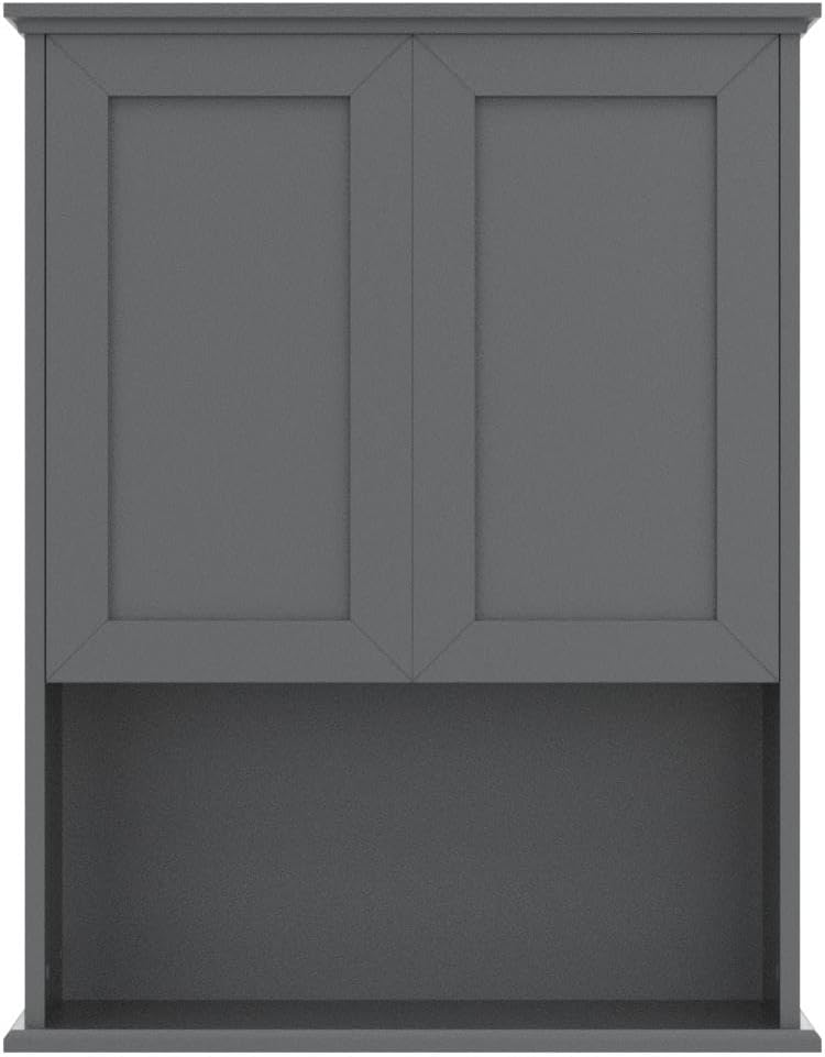 Grey Cabinet Wall Mounted with 2 Doors, Wooden Medicine Cabinet with Adjustable Shelf, 23"x 29" Over Toilet Wall Hanging Cabinets for Bathroom Bedroom, Kitchen, Laundry Room