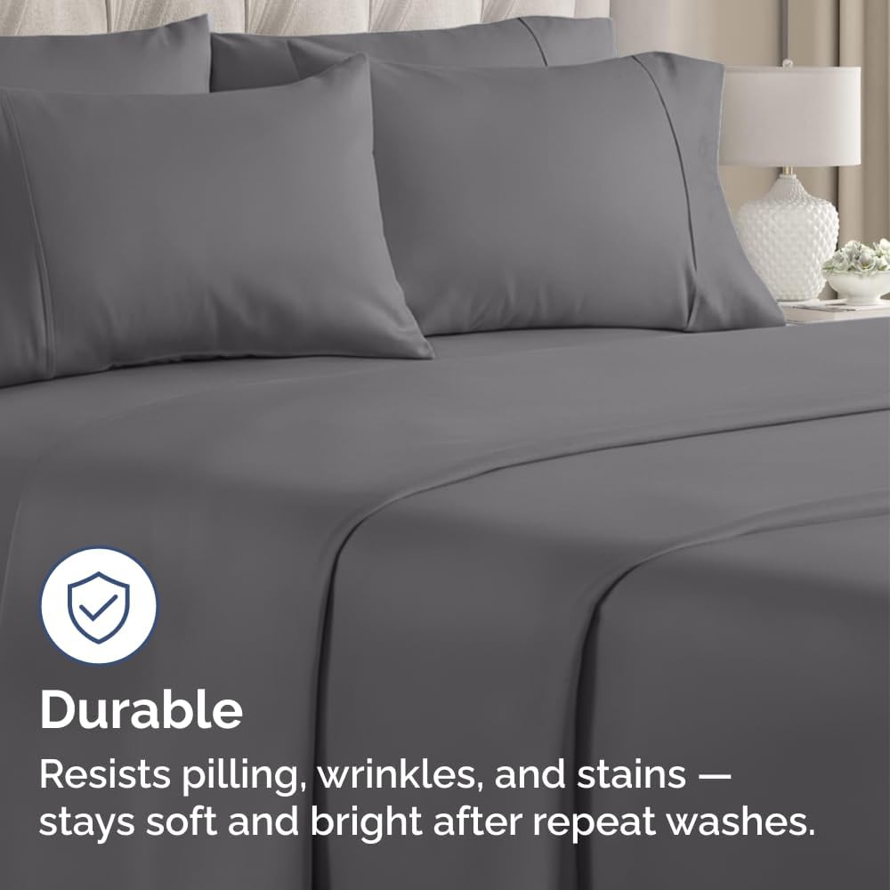 Queen Pillow Cases - 4 Pack - Super Soft Pillowcase Covers - Envelope Enclosure - Hotel Quality Pillow Protectors - Wrinkle Free, Shrink & Stain Resistant - Machine Washable - 20" x 30" (Dark Grey)