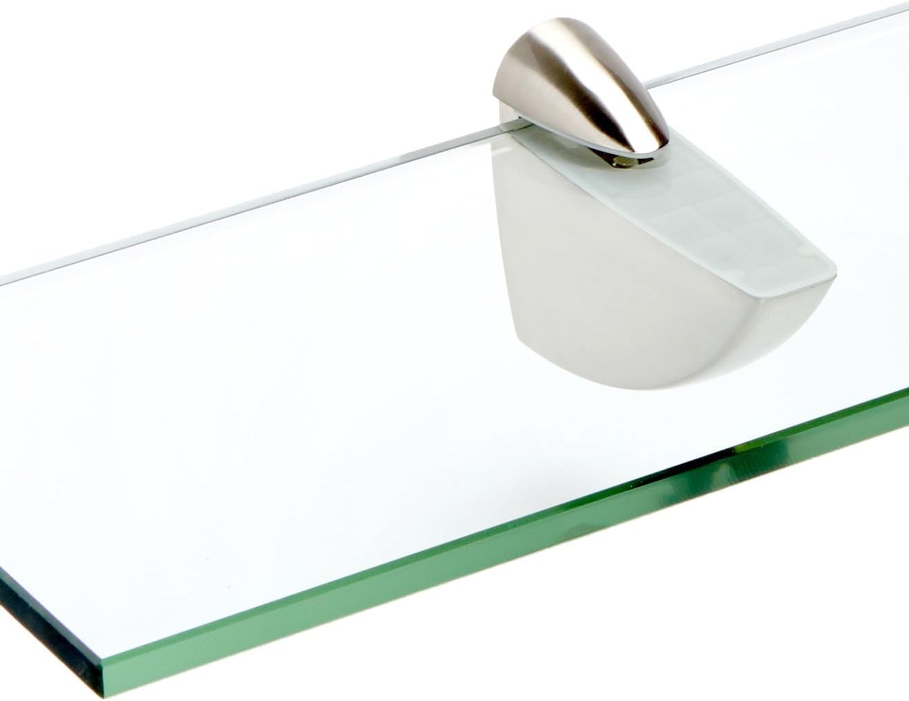 Spancraft Glass O-4.75x21-Brushed Steel Oriole Glass Shelf, Brushed Steel, 4.75" x 21"