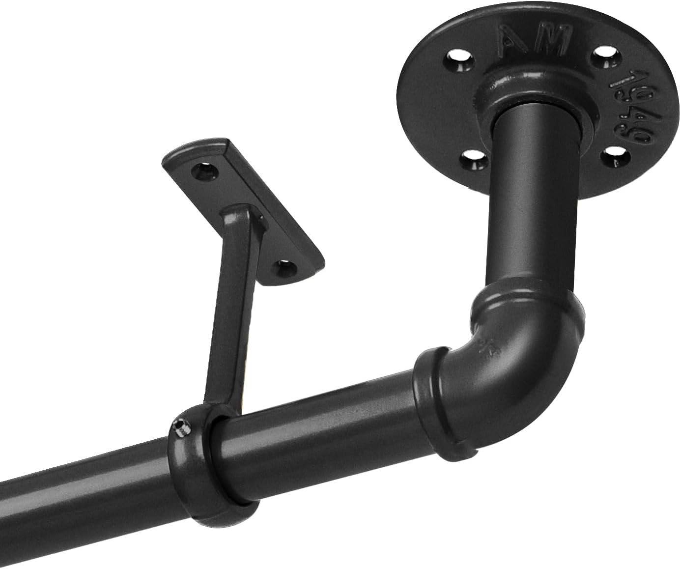 1-Inch Black Curtain Rod - 66 to 130 Inch Windows, Industrial Duct, Indoor/Outdoor, Ceiling or Wall Mount