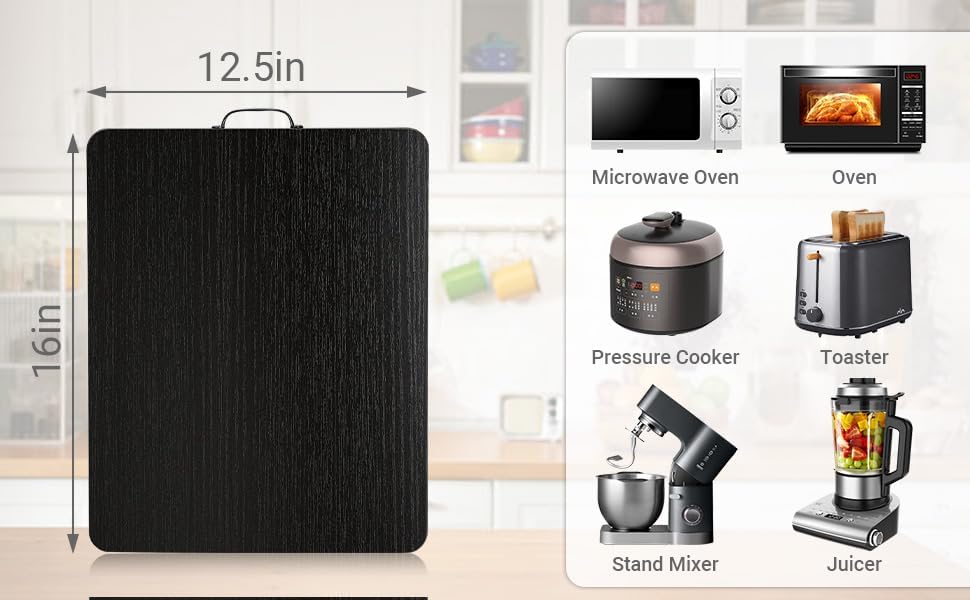 Sliding Tray for Coffee Maker, 360° Rotating Appliance Slider for Kitchen Appliances, Wooden Sliding Tray Suitable for Kitchen Countertops and Kitchen Appliances(Black, Large)