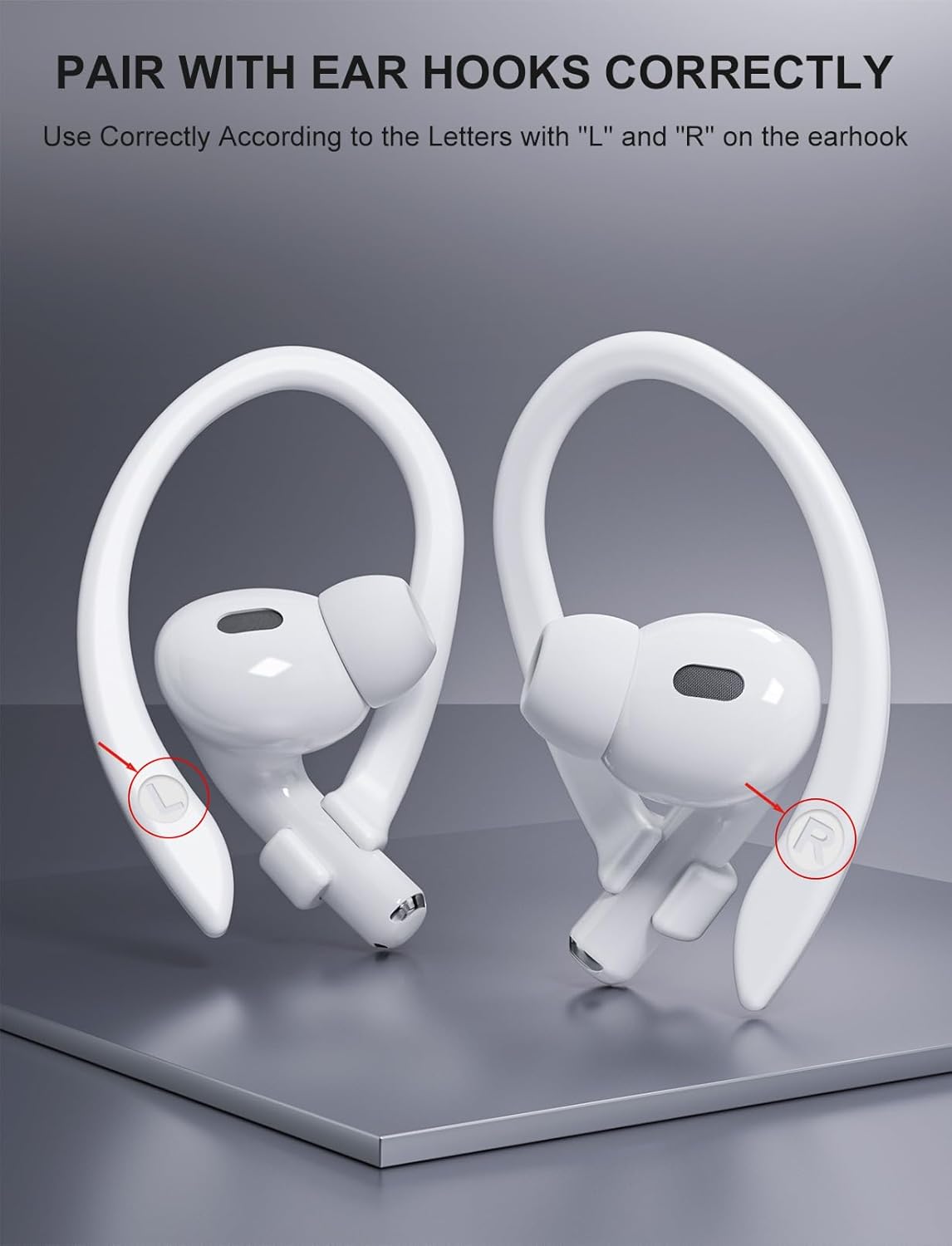 2 Pairs [Middle & Large] Ear Hooks Compatible with AirPods Pro 3, 2, Pro, AirPods 4, 3, 2 & 1, Upgraded Anti Slip Sports Clip Hooks for AirPods 1, 2, 3, 4,Pro, Pro 2 – White