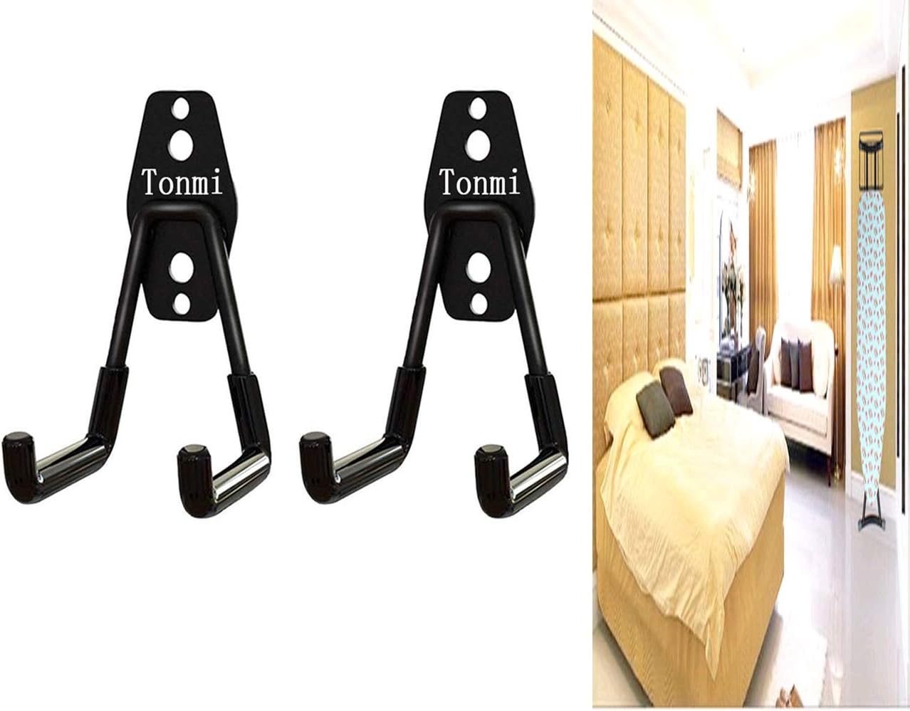2Pcs Ironing Board Hook - Wall Mount Holder for Laundry & Utility Rooms