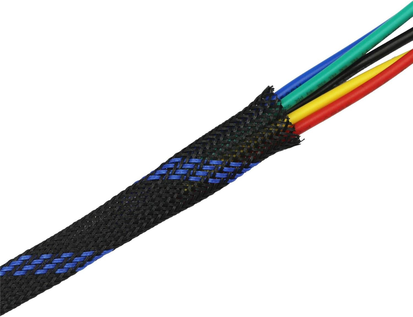 30ft PET Expandable Sleeving Wire Cable Sleeve (1/3", Steel Blue&Black)