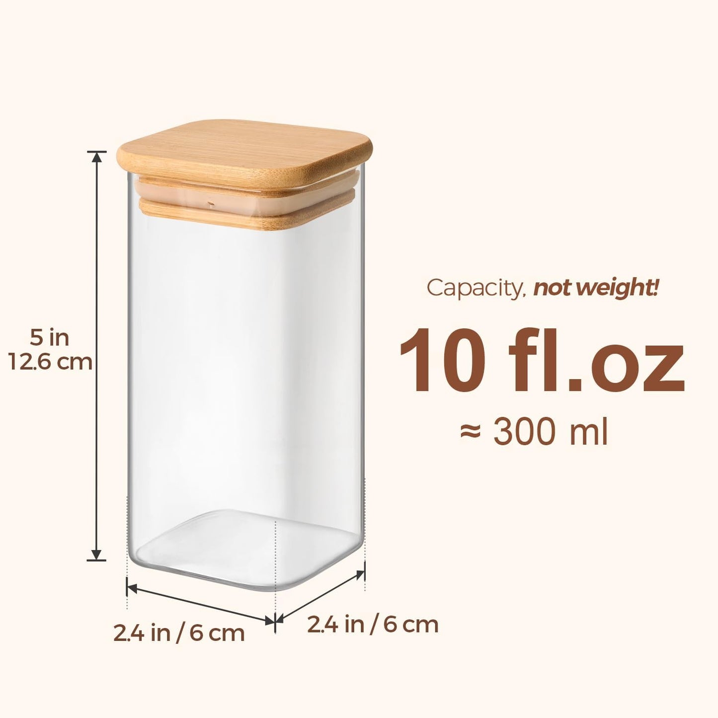 ComSaf 12Pcs Glass Spice Jars with Bamboo Lid, 10oz Airtight Square Containers with 275 Black Lables, Empty Seasoning Jars for Spice Salt Sugar