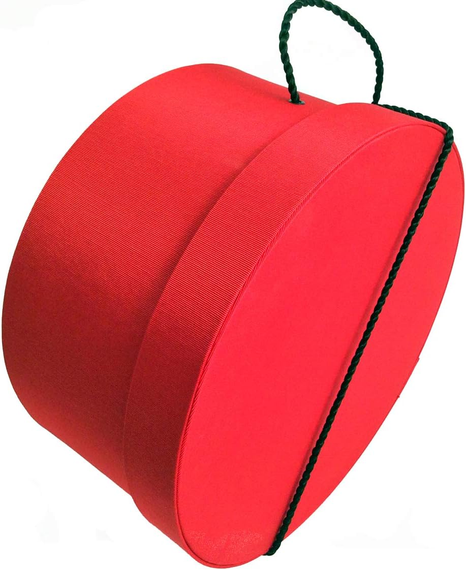 Sarah's Hat Boxes Classic Red Hat Box – 8.75" x 4.5" (Dia. x Ht.) Handmade in USA – Odorless Non-Toxic Adhesive, Cording Handle – Premium Storage for Hats & Accessories