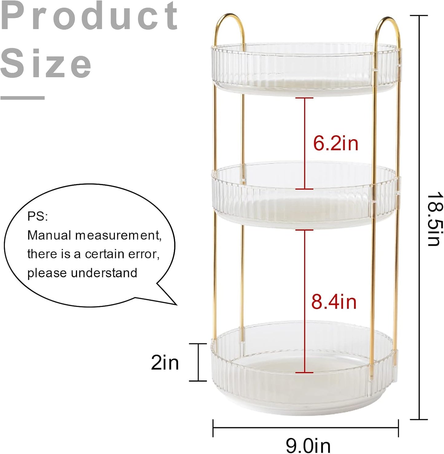 360° Rotating Makeup Organizer, Bathroom Make Up Spinning Holder Rack, Large Capacity Cosmetics Storage Vanity Shelf Countertop, Fits Cosmetics, Perfume, Skincare, Lipsticks(3 Tiers, Clear)
