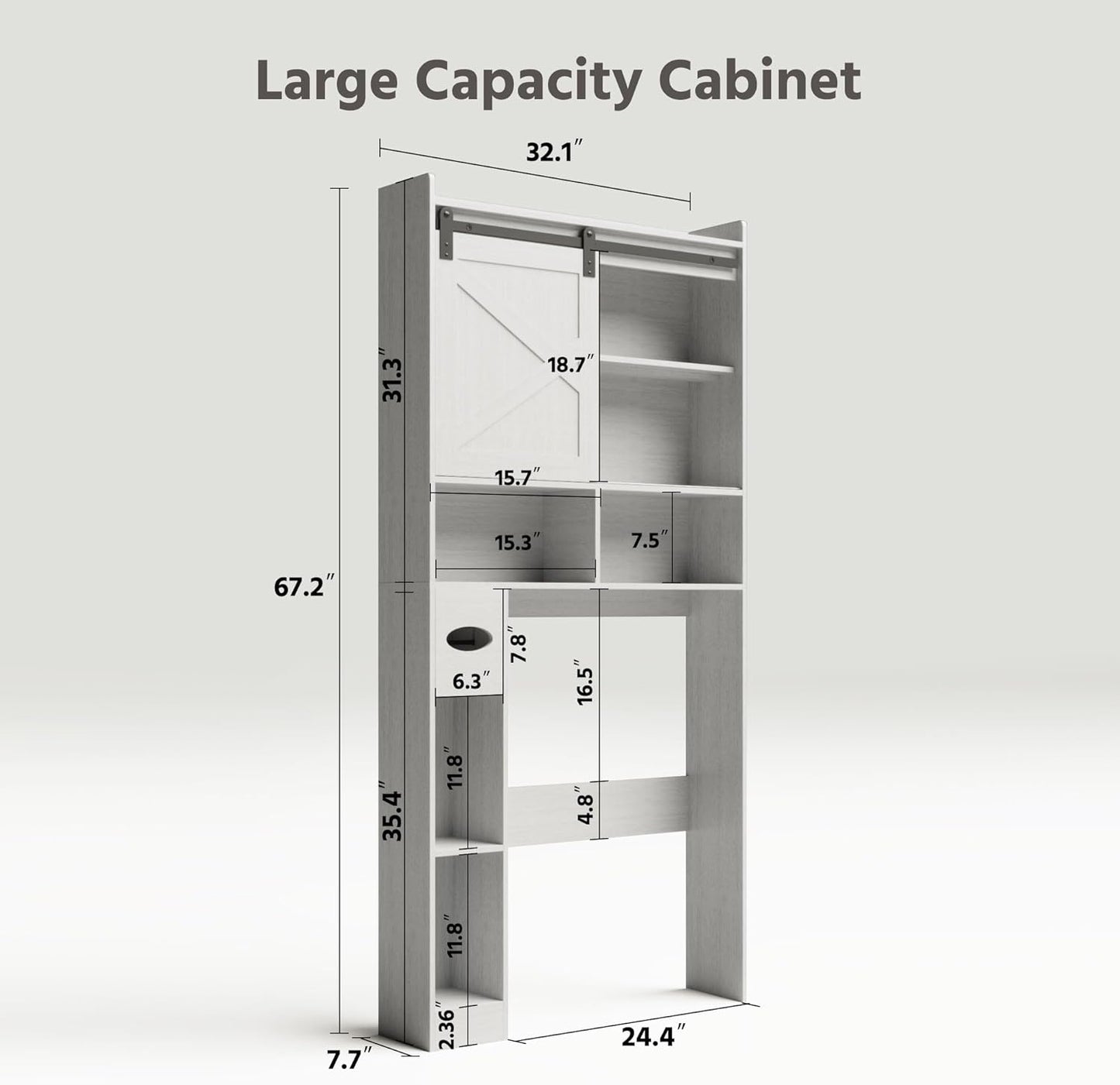LAUSAINT HOME Over The Toilet Storage Cabinet, Bathroom Storage Cabinet Over Toilet with Anti-Tip Device, Space-Saving Toilet Shelf, for Laundry, Room, Bathroom