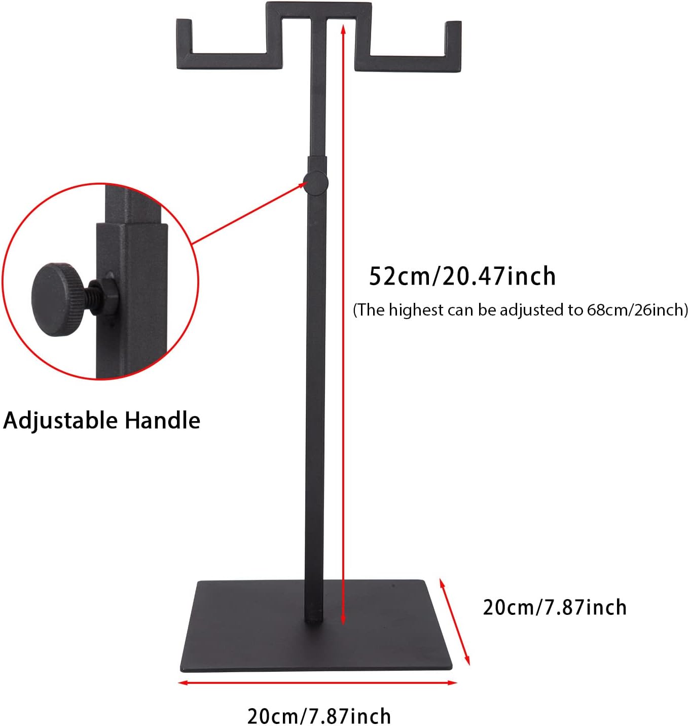 Polmart Countertop Adjustable Double-Hanger Display Stand Stand for Handbags, Wreaths, Hats, Scarves, Jewelry & Crafts，Wear-resistant, quiet and sturdy metal base – Black